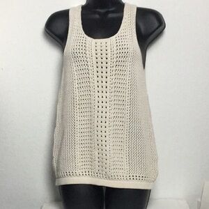 GAP Womens Cream Knit Sleeveless Sweater Top (Size S)